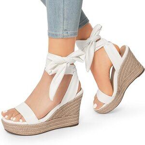 Womens Espadrilles Wedges Lace Up